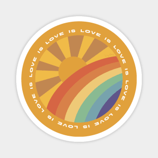 Love is Love Sun and Rainbow retro design Magnet